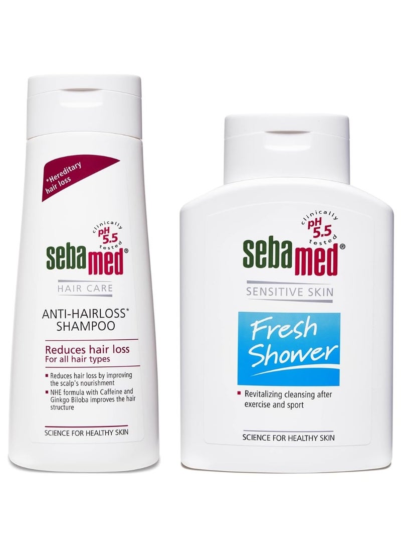 SebaMed Anti-Hairloss Shampoo, 200ml & SebaMed Fresh Shower 200ml - Image 1